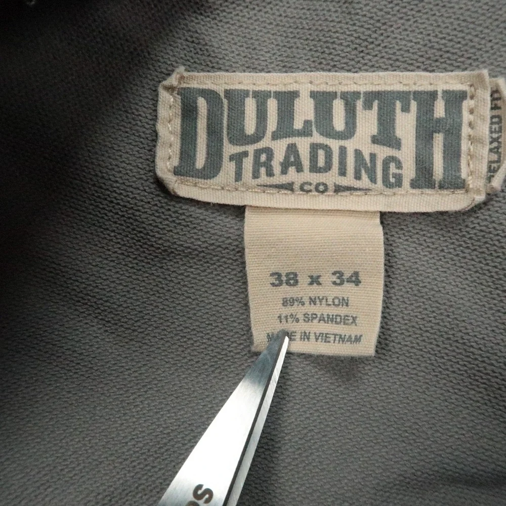 Duluth Trading Pants Mens 38x34 Gray Flexpedition Relaxed Fit Stretch Zip Pocket